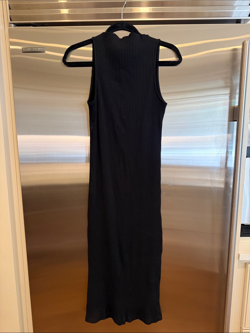 NWT ZARA Black Sleeveless Ribbed Midi Dress Size Large